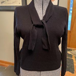 Lauren by Ralph Lauren Merino & Cashmere Sweater with attached tie, size M Great